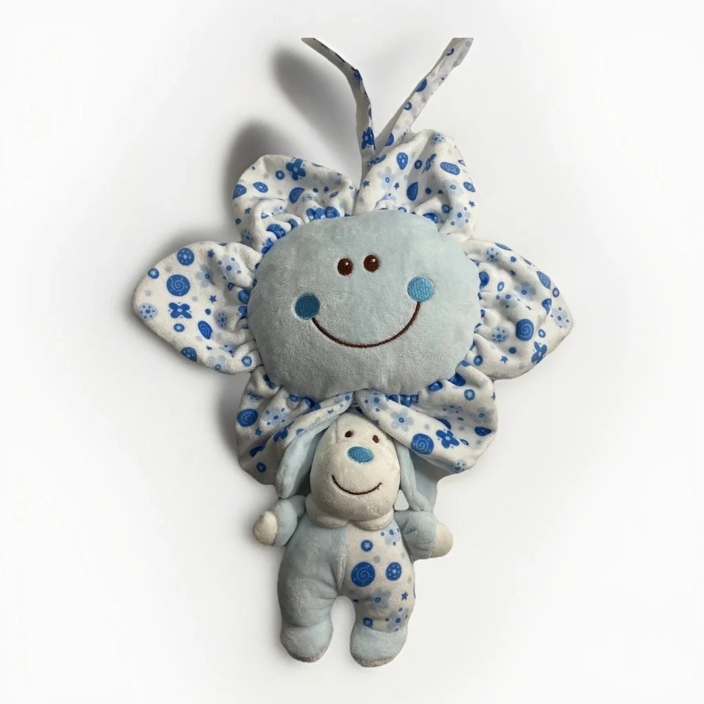 NWT Cutie Buddies Blue Musical Flower Pull Down Baby 3+ Toy Crib Twinkle Twinkle